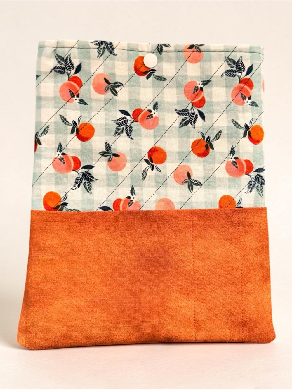 Peach Print & Rust Orange Suede Pouch